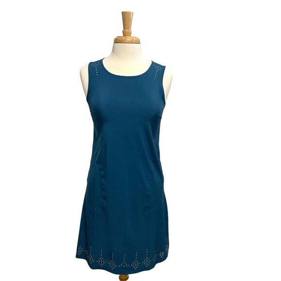 Title Nine Sleeveless Laser Cut Lightweight Pull-Over Dress Teal size XS - Picture 1 of 10